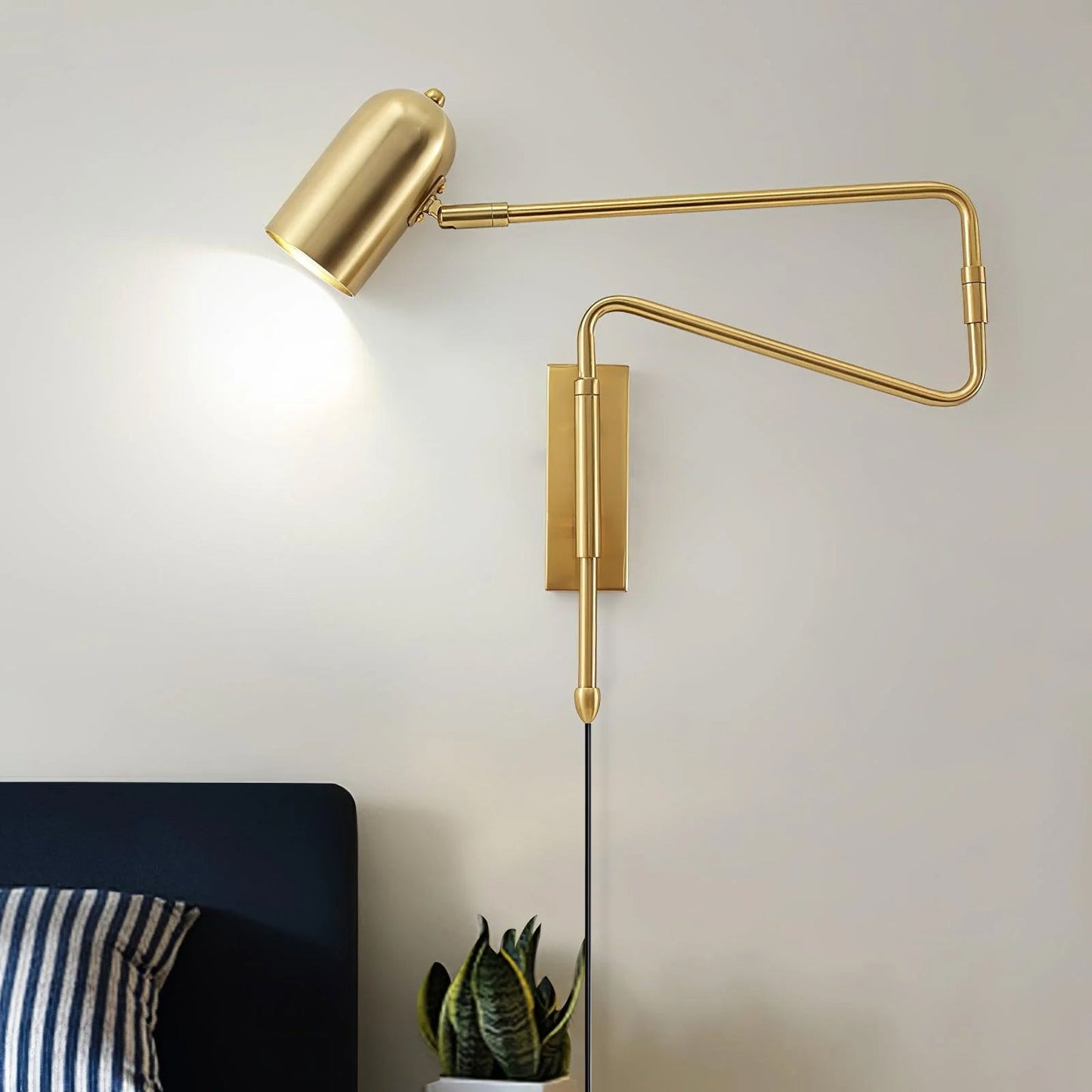 Adjustable Arm Wall Lamp with USB Charging and Dimmable LED Light