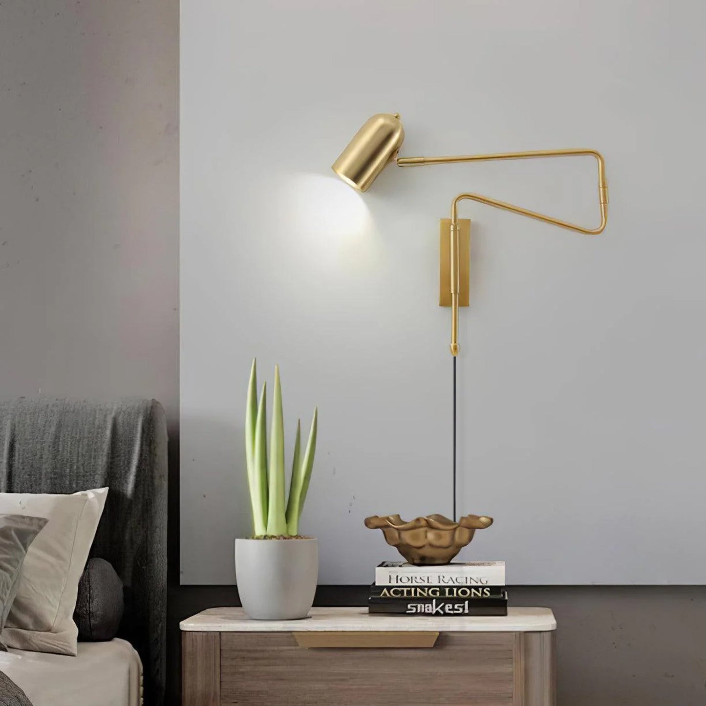 Adjustable Arm Wall Lamp with USB Charging and Dimmable LED Light