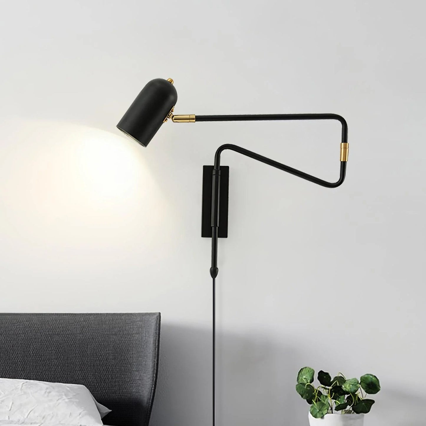 Adjustable Arm Wall Lamp with USB Charging and Dimmable LED Light