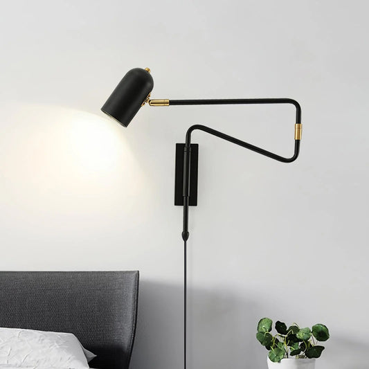 Adjustable Arm Wall Lamp with USB Charging and Dimmable LED Light