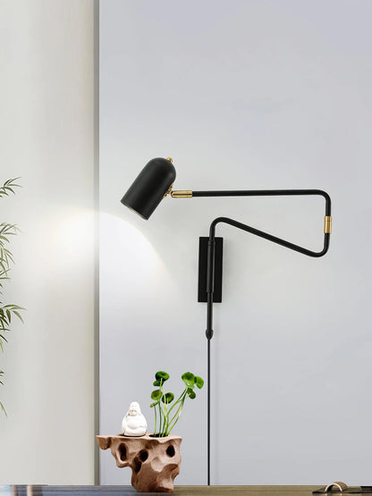 Adjustable Arm Wall Lamp with USB Charging and Dimmable LED Light