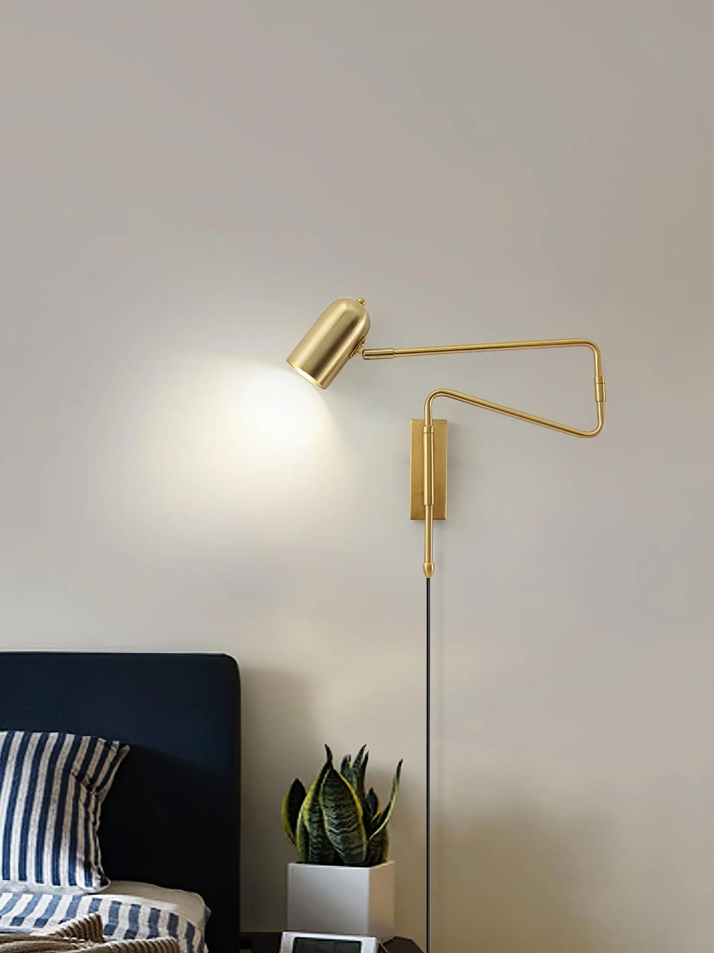 Adjustable Arm Wall Lamp with USB Charging and Dimmable LED Light