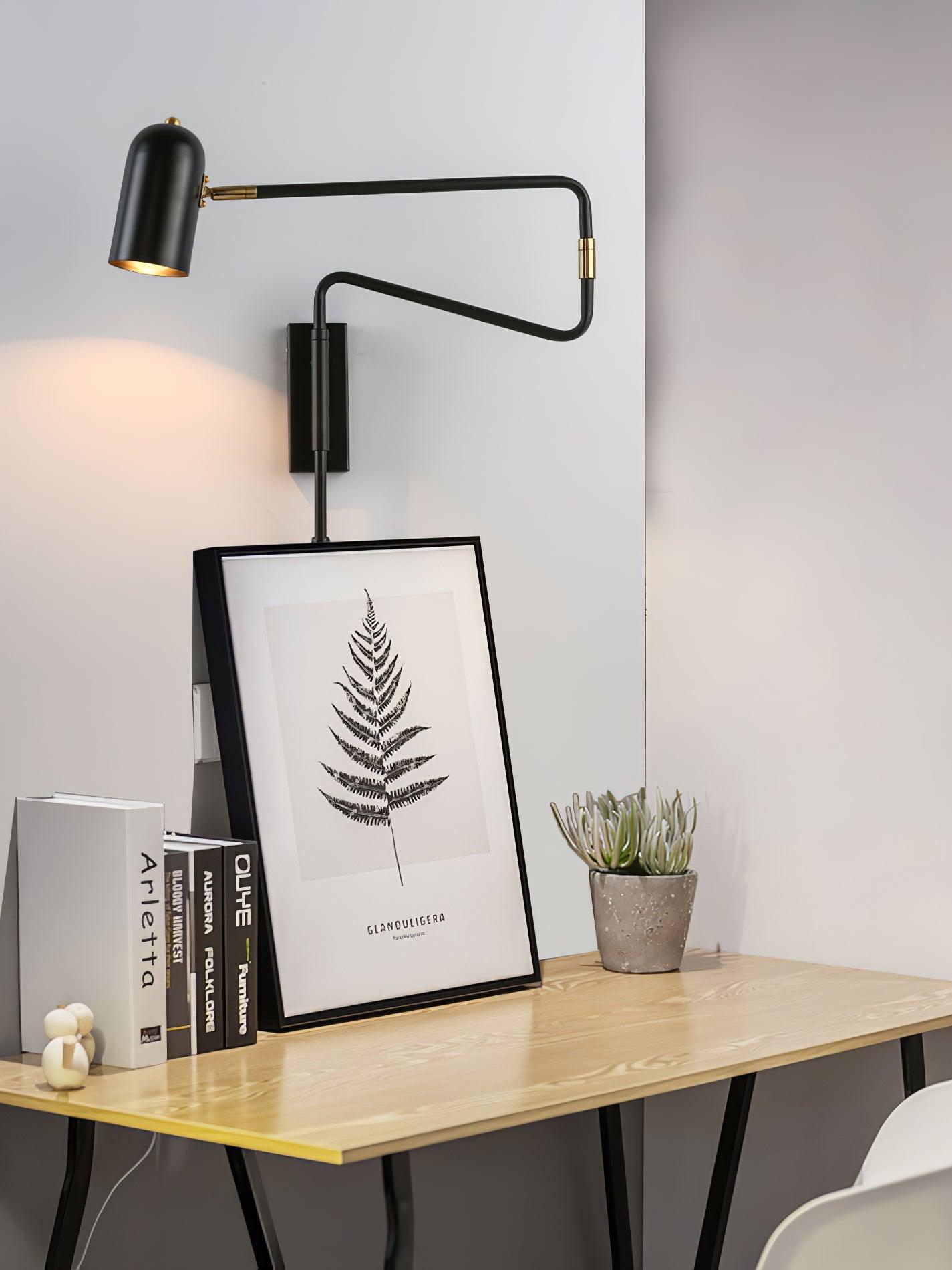 Adjustable Arm Wall Lamp with USB Charging and Dimmable LED Light