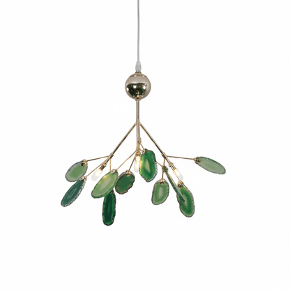 Elegant Agate Flake Chandelier with Adjustable Height & Soft Lighting