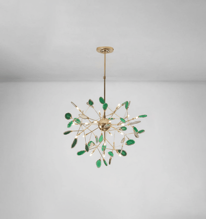 Elegant Agate Flake Chandelier with Adjustable Height & Soft Lighting