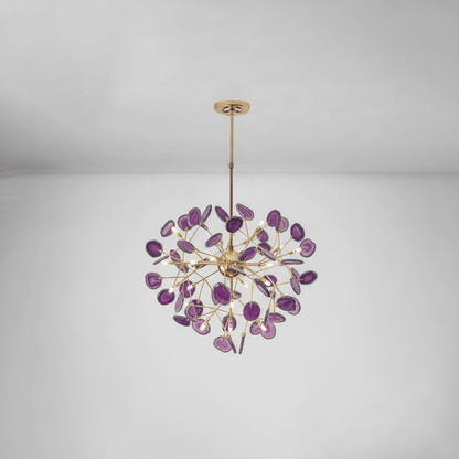 Elegant Agate Flake Chandelier with Adjustable Height & Soft Lighting