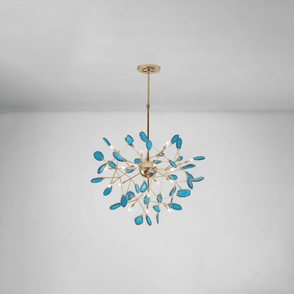 Elegant Agate Flake Chandelier with Adjustable Height & Soft Lighting