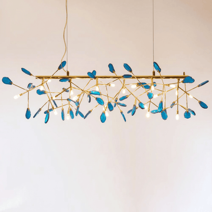 Elegant Agate Flake Chandelier with Adjustable Height & Soft Lighting