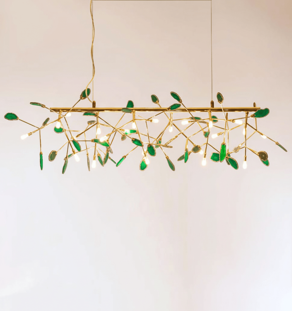 Elegant Agate Flake Chandelier with Adjustable Height & Soft Lighting