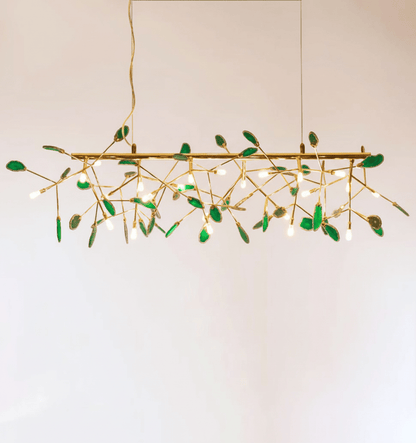 Elegant Agate Flake Chandelier with Adjustable Height & Soft Lighting