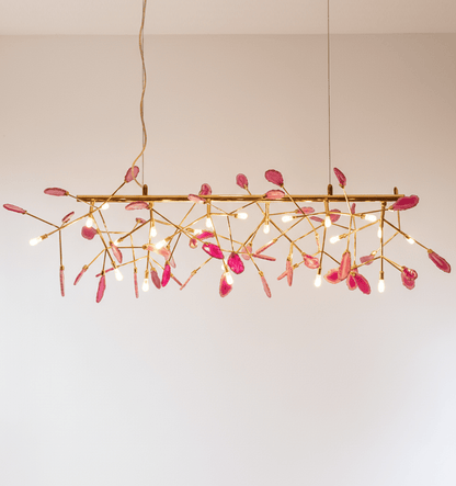 Elegant Agate Flake Chandelier with Adjustable Height & Soft Lighting