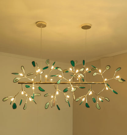 Elegant Agate Flake Chandelier with Adjustable Height & Soft Lighting