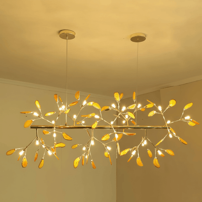 Elegant Agate Flake Chandelier with Adjustable Height & Soft Lighting