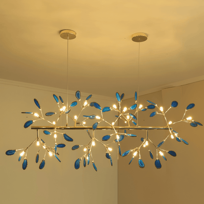 Elegant Agate Flake Chandelier with Adjustable Height & Soft Lighting