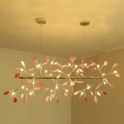 Elegant Agate Flake Chandelier with Adjustable Height & Soft Lighting