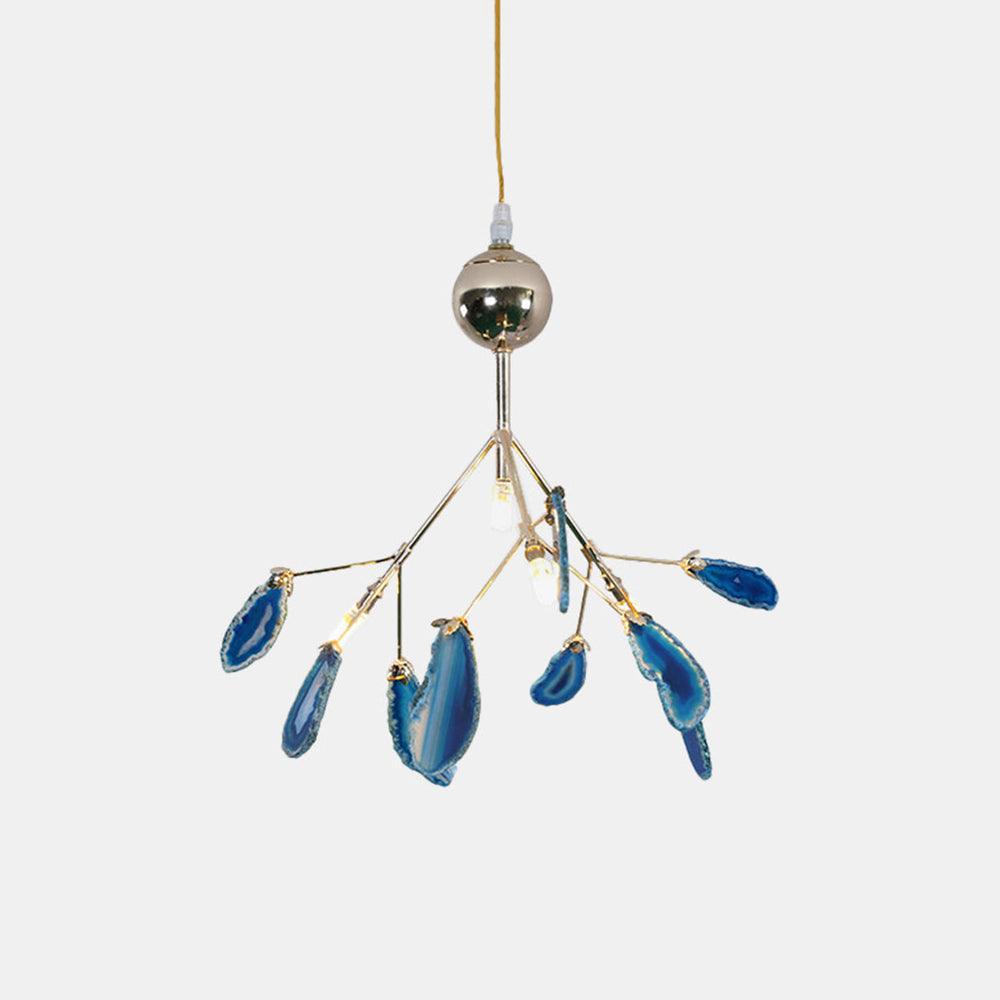 Elegant Agate Flake Chandelier with Adjustable Height & Soft Lighting