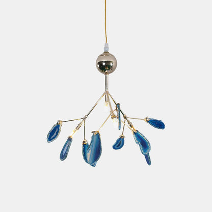 Elegant Agate Flake Chandelier with Adjustable Height & Soft Lighting