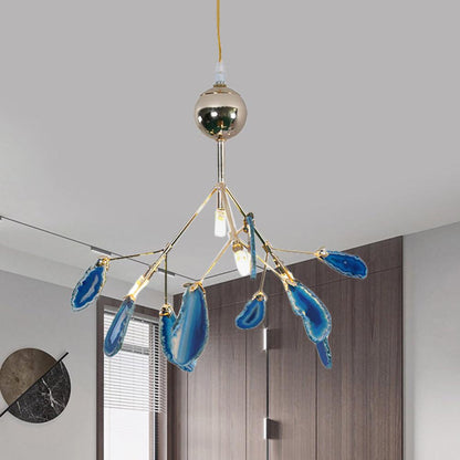 Elegant Agate Flake Chandelier with Adjustable Height & Soft Lighting