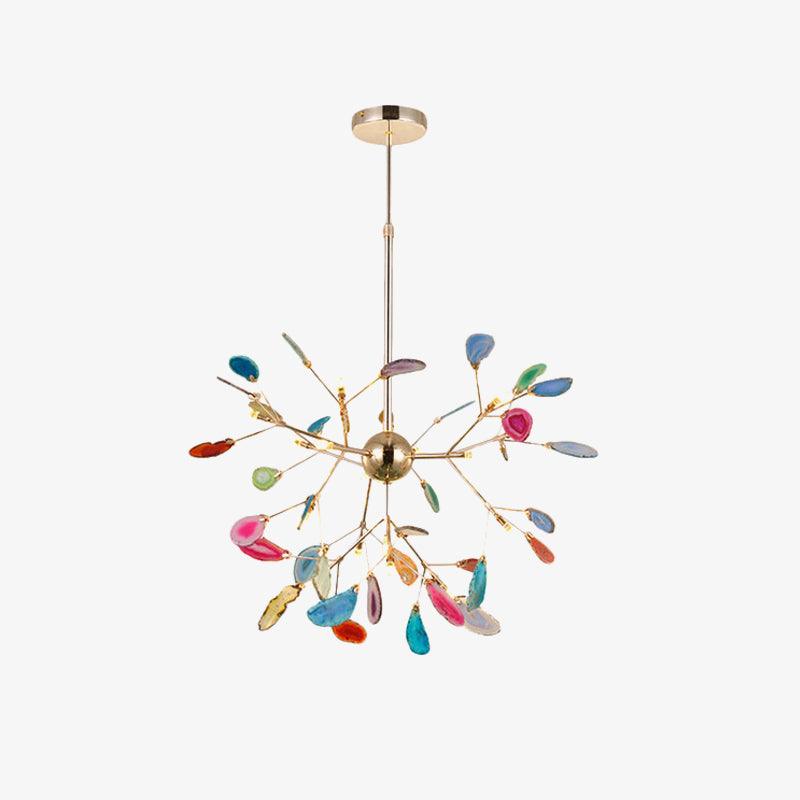 Elegant Agate Flake Chandelier with Adjustable Height & Soft Lighting