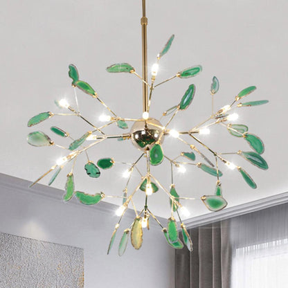 Elegant Agate Flake Chandelier with Adjustable Height & Soft Lighting