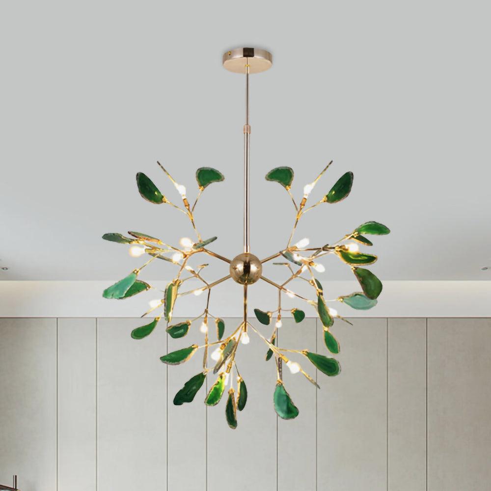 Elegant Agate Flake Chandelier with Adjustable Height & Soft Lighting
