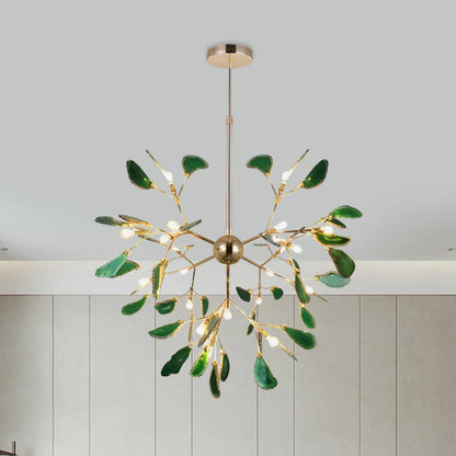 Elegant Agate Flake Chandelier with Adjustable Height & Soft Lighting