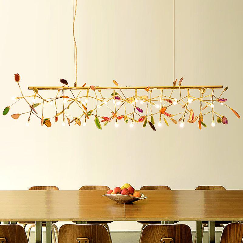 Elegant Agate Flake Chandelier with Adjustable Height & Soft Lighting