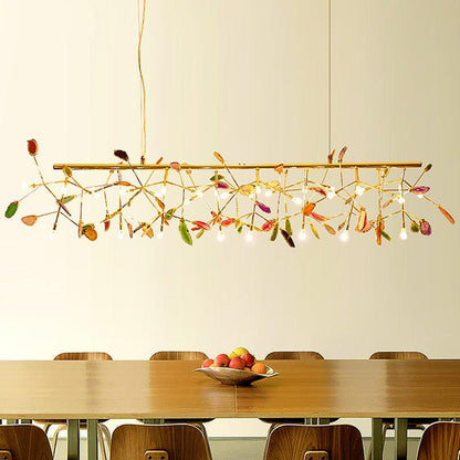 Elegant Agate Flake Chandelier with Adjustable Height & Soft Lighting