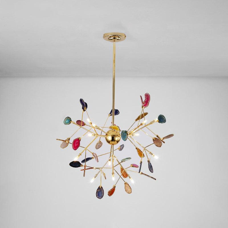 Elegant Agate Flake Chandelier with Adjustable Height & Soft Lighting