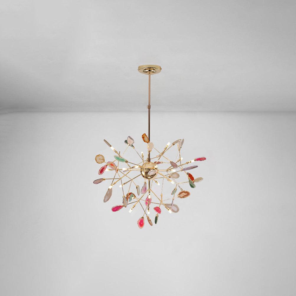 Elegant Agate Flake Chandelier with Adjustable Height & Soft Lighting