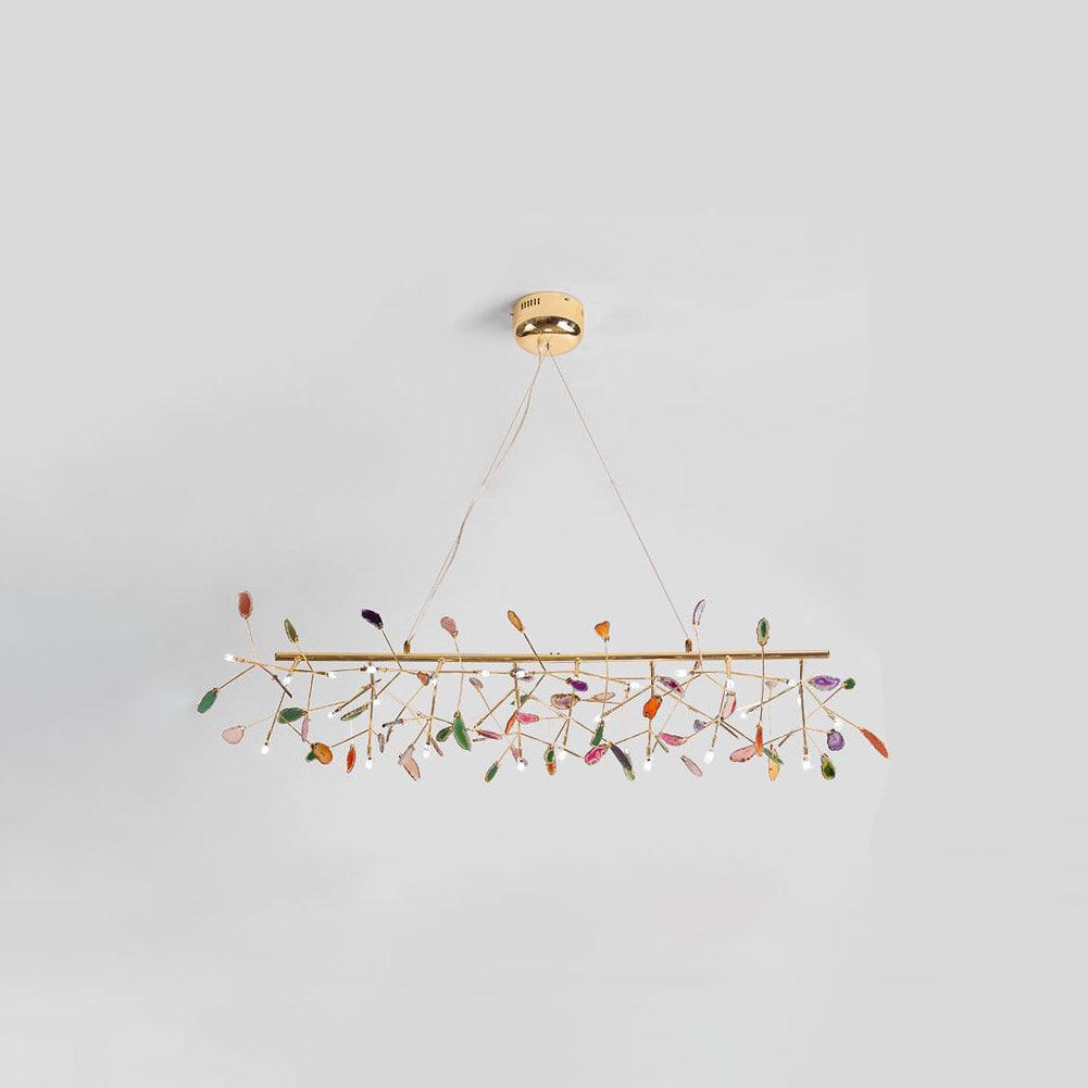 Elegant Agate Flake Chandelier with Adjustable Height & Soft Lighting
