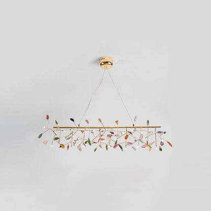Elegant Agate Flake Chandelier with Adjustable Height & Soft Lighting