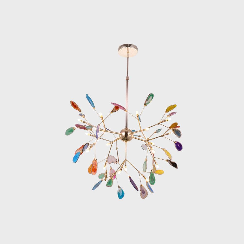 Elegant Agate Flake Chandelier with Adjustable Height & Soft Lighting