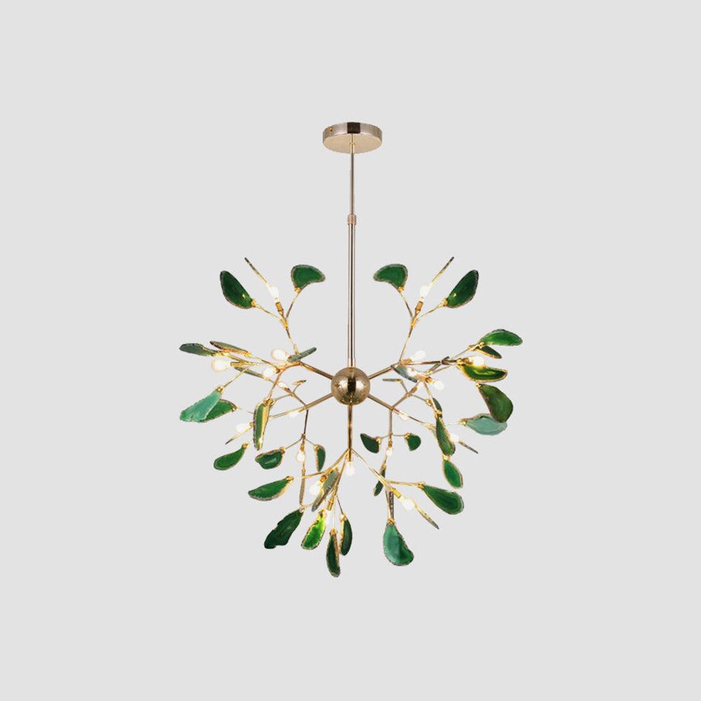 Elegant Agate Flake Chandelier with Adjustable Height & Soft Lighting