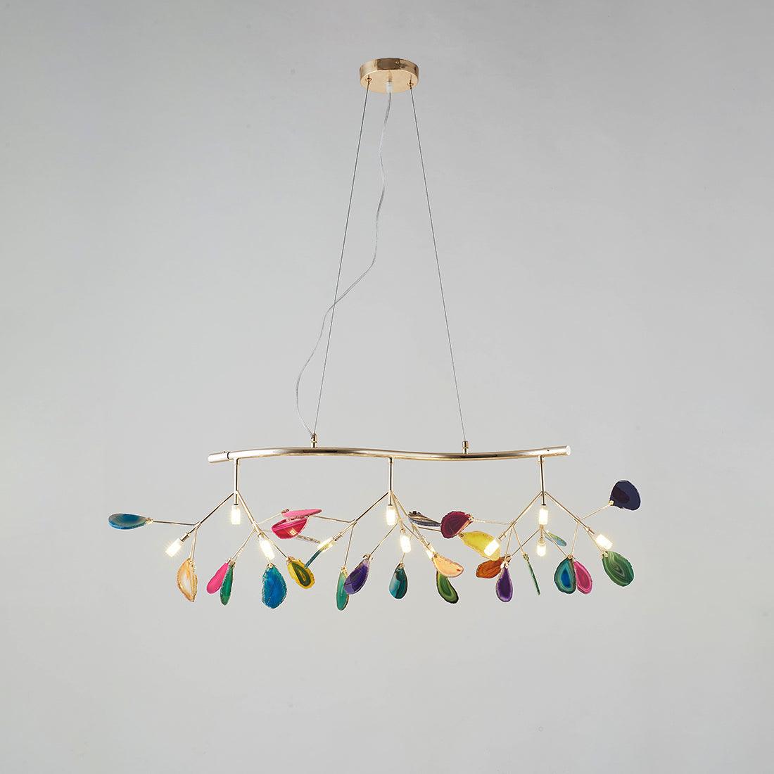 Elegant Agate Flake Chandelier with Adjustable Height & Soft Lighting
