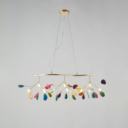 Elegant Agate Flake Chandelier with Adjustable Height & Soft Lighting