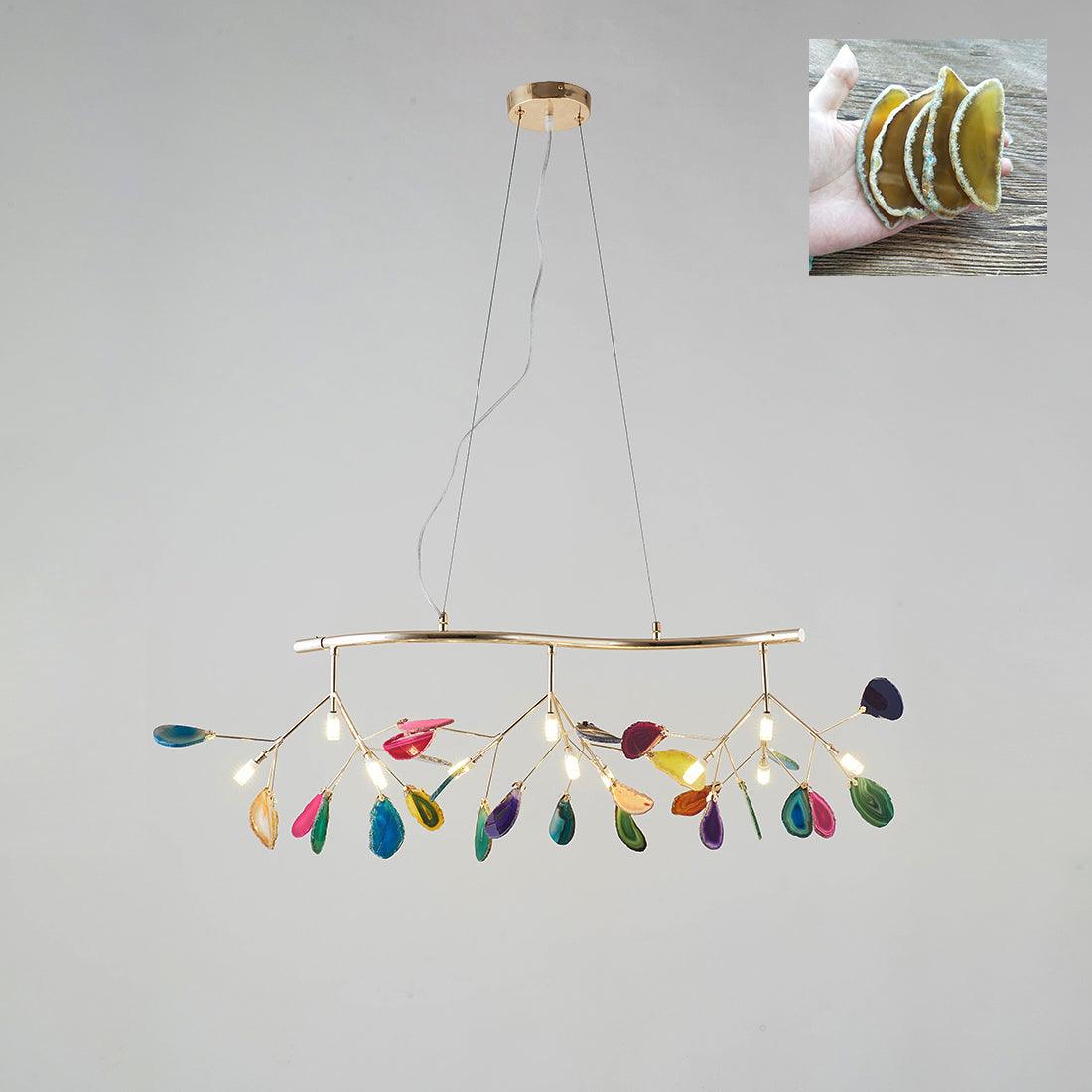Elegant Agate Flake Chandelier with Adjustable Height & Soft Lighting