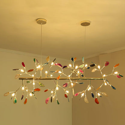 Elegant Agate Flake Chandelier with Adjustable Height & Soft Lighting