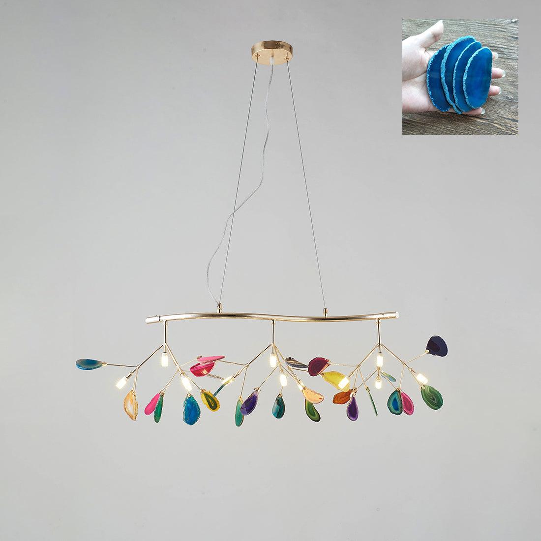 Elegant Agate Flake Chandelier with Adjustable Height & Soft Lighting
