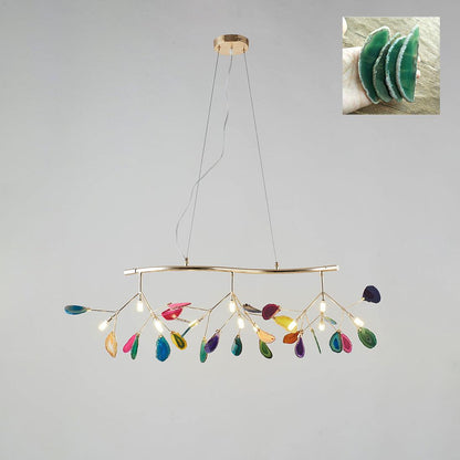 Elegant Agate Flake Chandelier with Adjustable Height & Soft Lighting