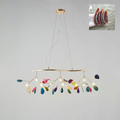 Elegant Agate Flake Chandelier with Adjustable Height & Soft Lighting