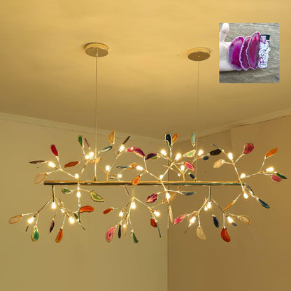 Elegant Agate Flake Chandelier with Adjustable Height & Soft Lighting