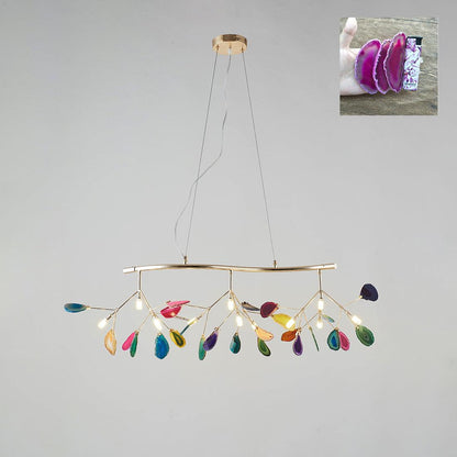Elegant Agate Flake Chandelier with Adjustable Height & Soft Lighting