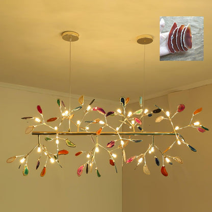 Elegant Agate Flake Chandelier with Adjustable Height & Soft Lighting