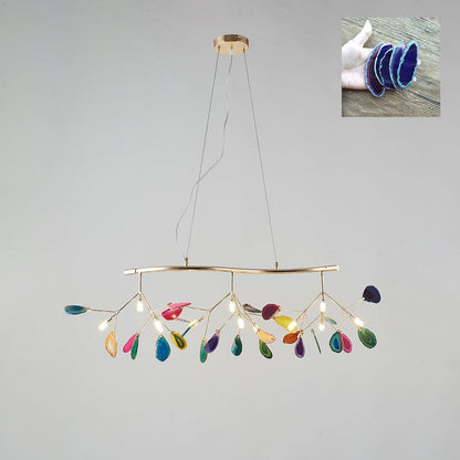 Elegant Agate Flake Chandelier with Adjustable Height & Soft Lighting