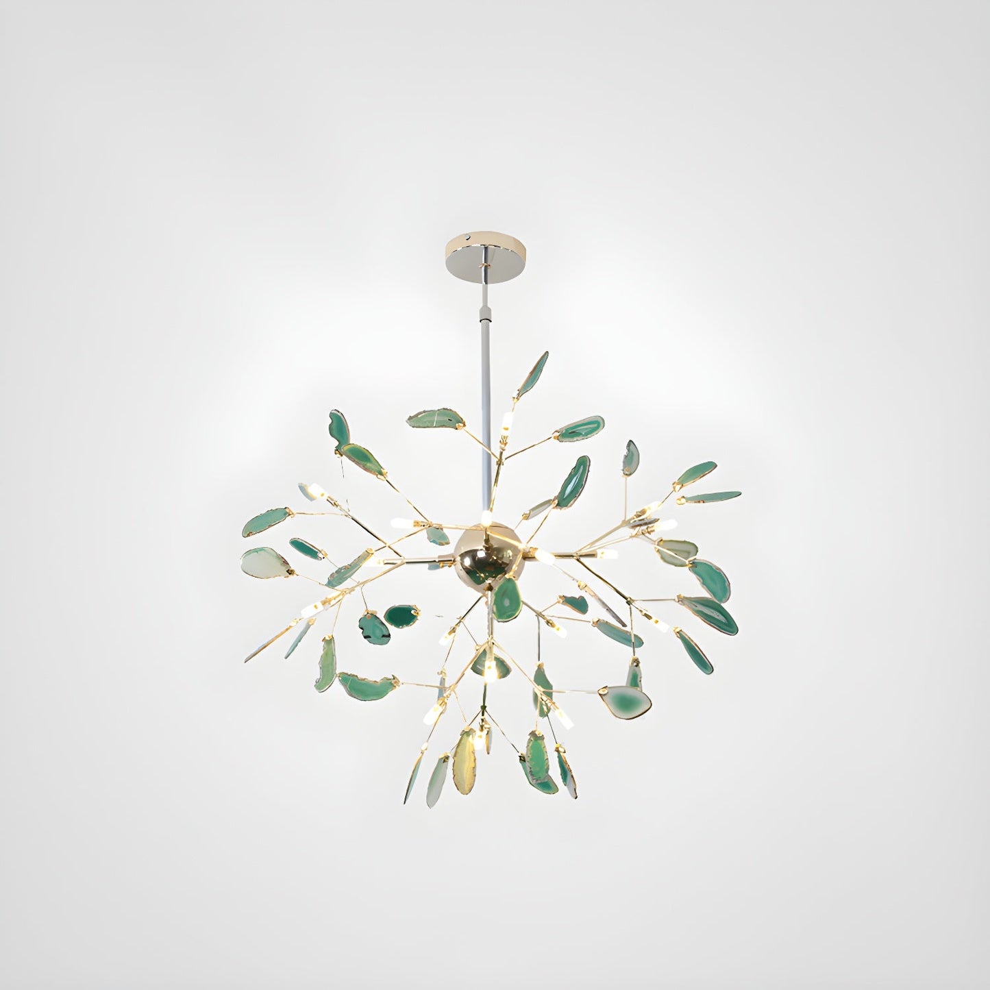 Elegant Agate Flake Chandelier with Adjustable Height & Soft Lighting