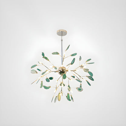 Elegant Agate Flake Chandelier with Adjustable Height & Soft Lighting