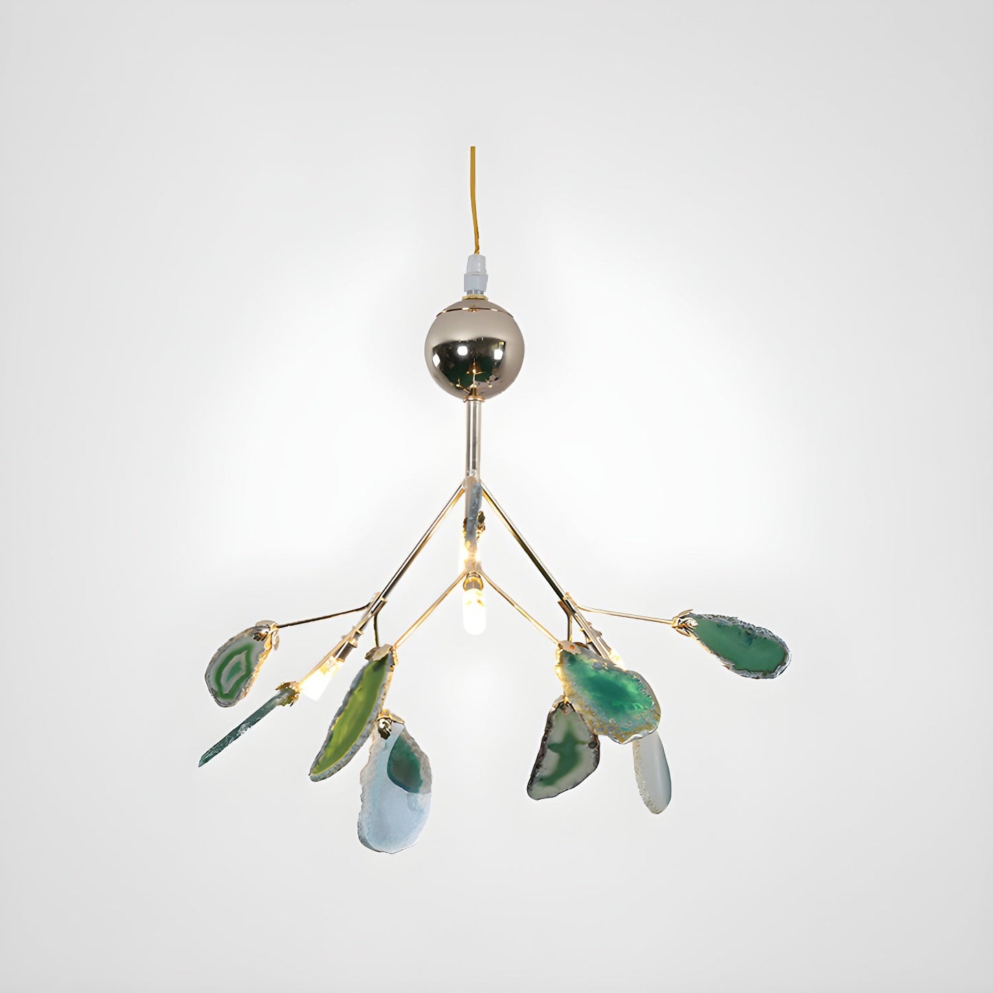 Elegant Agate Flake Chandelier with Adjustable Height & Soft Lighting