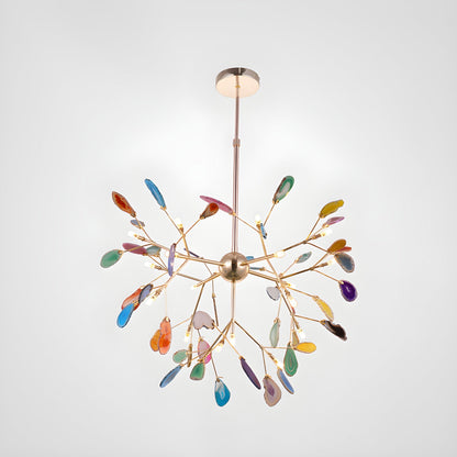 Elegant Agate Flake Chandelier with Adjustable Height & Soft Lighting