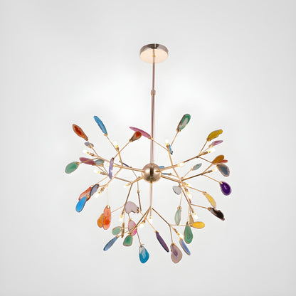 Elegant Agate Flake Chandelier with Adjustable Height & Soft Lighting